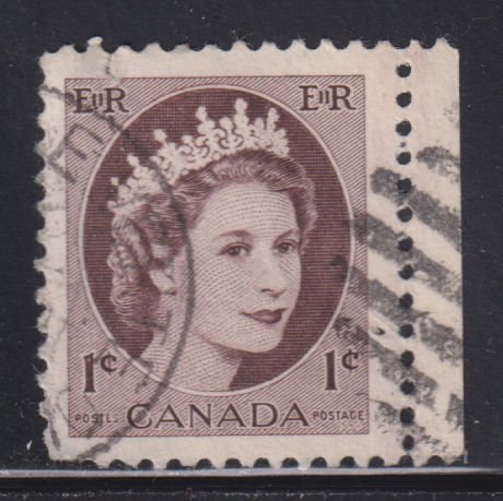 Canada 337 Queen Elizabeth II, Wilding Portrait 1¢ 1954