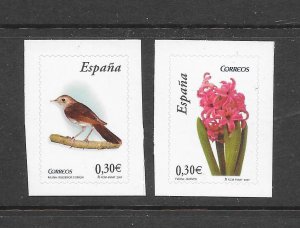 BIRDS - SPAIN #3511-12 BIRD & FLOWER  MNH