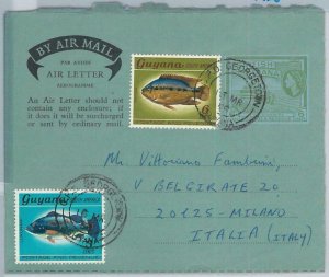 65821  - BRITISH GUIANA - Postal History - AEROGRAMME with added stamps FISH