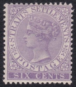 MALAYA STRAITS SETTLEMENTS 1892-99 QV 6c SG66 fine mint lightly hinged.....A7601