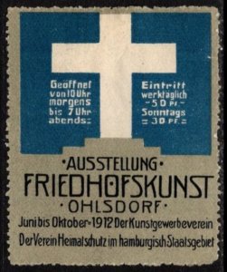 1912 Germany Poster Stamp The Arts And Crafts Association Exhibition Ohlsdorf