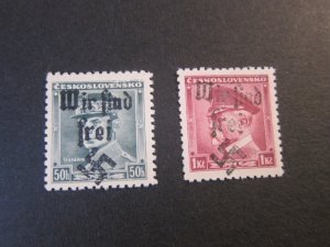 Czechoslovakia 208,212 MAHR.OSTRAU WIR SIND FREI OVERPRINT OG MNH VF