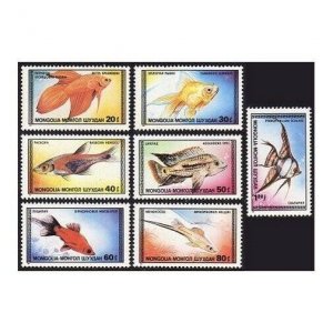 Mongolia 1639-1645,1646,MNH.Michel 1836-1842,1843 Bl.119. Tropical Fish 1987.