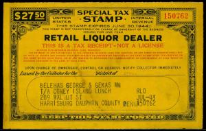 U.S. REV. STAX -RET. LIQ. DEALER FYE 1944  Used (ID # 61834)- L