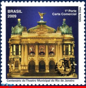 3087 BRAZIL 2009 CENT. OF MUNICIPAL THEATER OF RIO DE JANEIRO, ARCHITECTURE, MNH