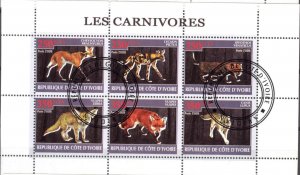 {g167} Ivory Coast 2009 Fox Wolves sheet Used / CTO Cinderella