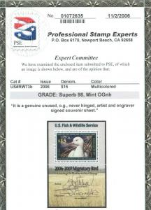 USA #RW73b Never Hinged Mint Artist & Engraver Signed **Graded 98 Certificate** 