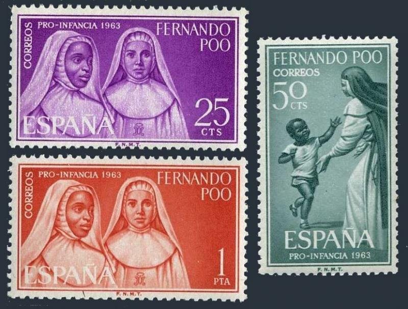 Fernando Po 204-206,MNH.Michel 211-213. Child welfare 1963:Nun,Child.