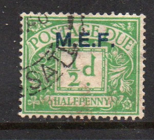 Great Britain M E F Sc J1 1942 1/2d postage due stamp used M E F overprint