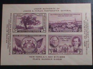 ​UNITED STATES-1936 SC# 778 3RD INTERNATIONAL STAMPS SHOW-VERY OLD IMPERF: S/S