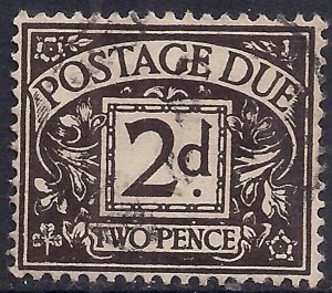 GB 1938 KGV1 2d Agate Postage Due Wmk GV1R SG D29 ( J1178 )