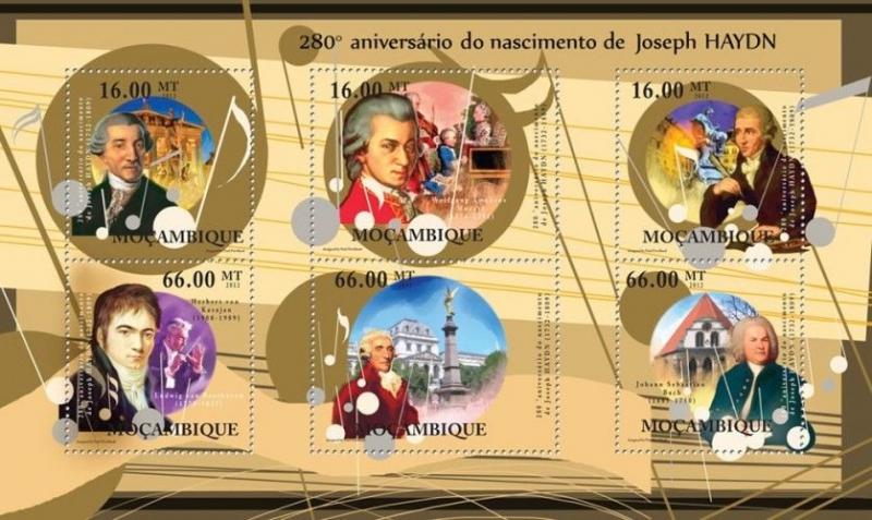 Classic Music Joseph Haydn Composers Komponisten Mozambique MNH stamp set