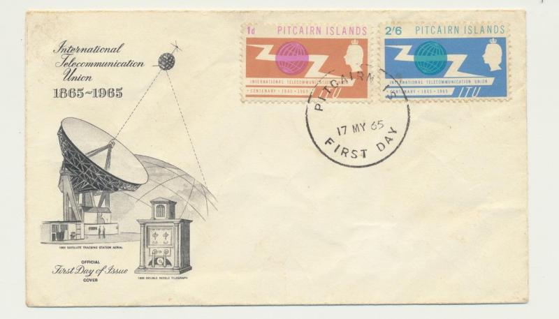 PITCAIRN IS 1965 ITU SET ON FIRST DAY COVER ILLUSTRATED (SEE BELOW)