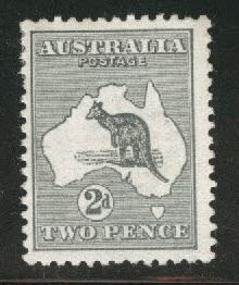 Australia Scott 3 MH* Kangaroo & Map 1913