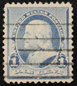 U.S. Used Stamp Scott #219 1c Franklin, Superb. Horizontal Bar Cancel. A Gem!