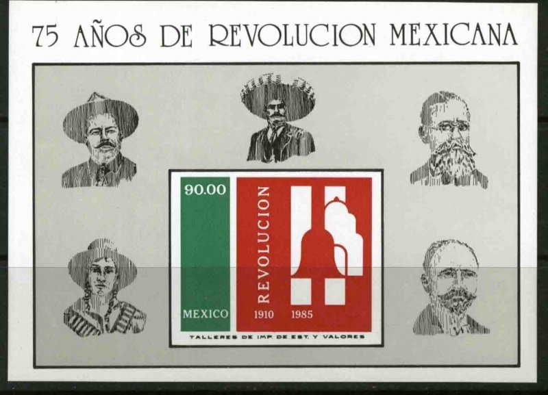 MEXICO 1419, 75th Anniversary of the Revolution Souvenir SHEET. MINT, NH. VF.