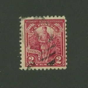 US 1927 2c carmine rose Vermont, Scott 643 used, Value = 80c