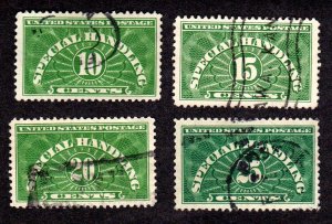 Special Handling Stamps Scott # QE1 - QE4, used CV = $7.15, Lot 220360 -01