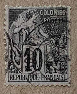 French Colonies 1881 10c Commerce, used. Scott 50, CV $4.75