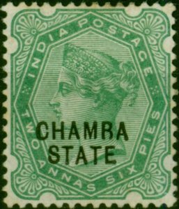 Chamba 1895 2a6p Green SG7Var 'CHAMRA' Fine LMM