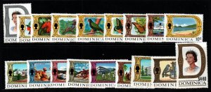 DOMINICA SG272/90 1969-72 DEFINIATIVE SET (EX SG288 $1.20) MNH