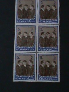 ​AJMAN 1963 PRESIDENT JOHN F. KENNEDY MNH BLOCK-OF 6 VF WE SHIP TO WORLDWIDE