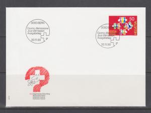 Switzerland Mi 1409/1435, 1990 issues, 7 sets in singles on 15 cacheted FDCs