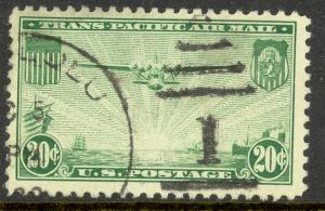USA 1937 20c CHINA CLIPPER Airmail Issue Sc C21 USED (10)