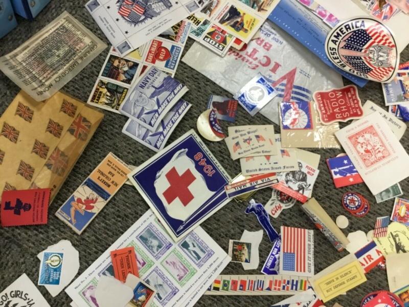 Hundreds of Patriotic Poster Stamps, Advertising labels  Foil, die cut, HUGE LOT