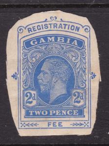 Gambia George V 2d Registration Fee postal stationary Cutout  VFU VFG 