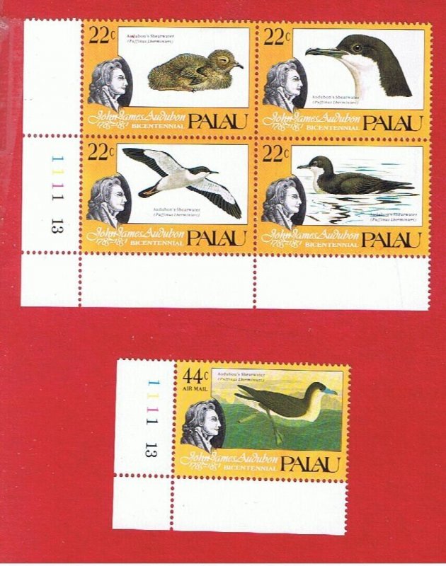 Palau #66a #C5   MNH OG  block of 4 Shearwater with airmail    Free S/H