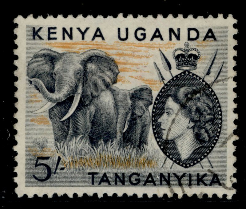 KENYA UGANDA TANGANYIKA QEII SG178, 5s black and orange, FINE USED.