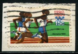 1791 US 15c Summer Olympics, used on paper