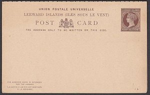 LEEWARD IS QV 1½d postcard with reply card attached unused..................T280