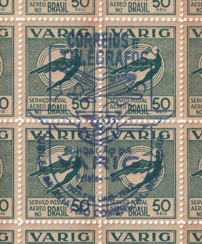 Brazil Stamps - 1933 - VARIG 50c. Full sheet n219 - Treasure!