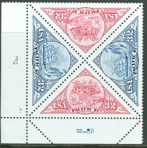 USA # 3130-31 PACIFIC 97 Triangles  Plt.Blk4   (1) Mint  NH 