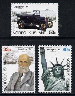 NORFOLK ISLAND - 1986 - Ameripex Stamp Exhib - Perf 3v Set - Mint Never Hinged