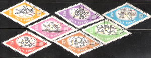 Romania Set of 7 diamond 1964 olympic stamps 1665 - 1671