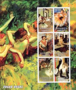 Djibouti 2004 Edgar Degas Famous Paintings Sheetlet (6) Perforated MNH VF