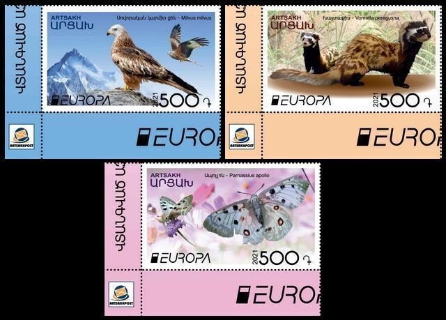 ARMENIA KARABAKH ARTSAKH 2021-01 EUROPA: Endangered Animals. CORNER, MNH