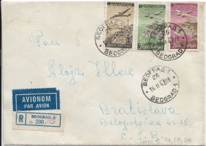 Yugoslavia, 1948 Belgrad to Bratislava, Czechoslovakia Registered A/M (53874)