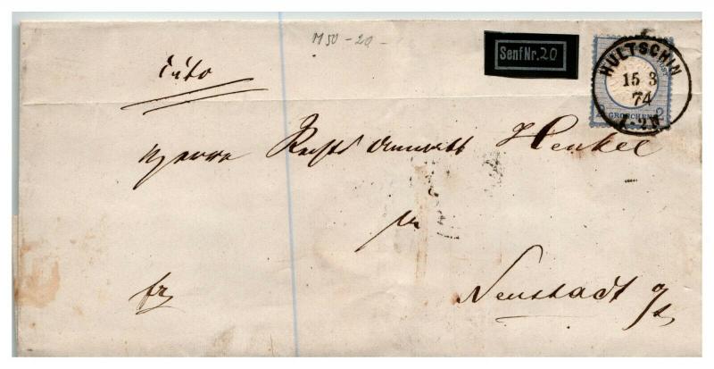 Germany 1874 SC# 18 On Cover / Registered Label - Z13825