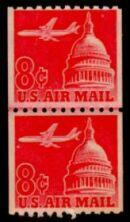 US Stamp #C65 MNH - Jet Airliner Over Capitol Coil Line Pair