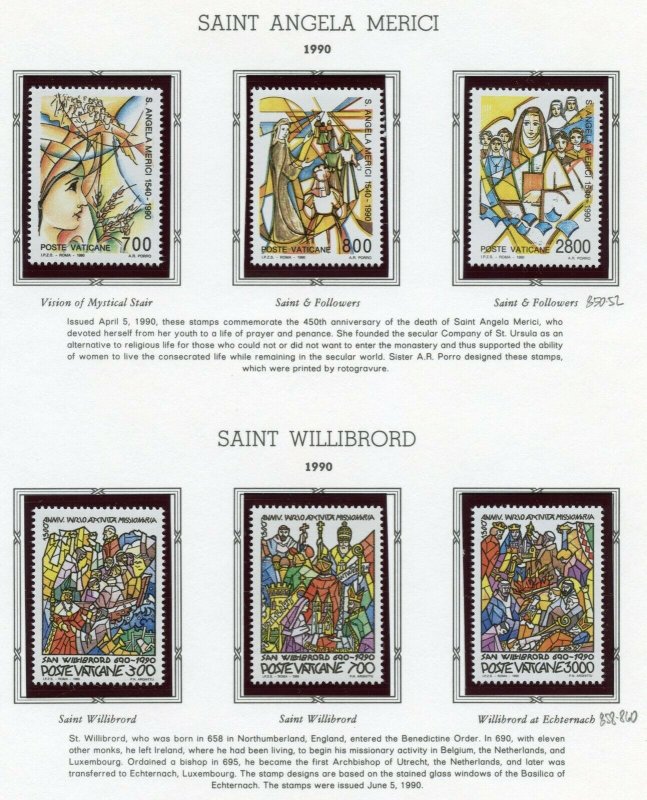 VATICAN CITY 1990  COMPLETE YEAR SET STAMPS MINT NH ON WHITE ACE ALBUM PAGES