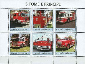 St Thomas - Fire Engines, Scott #1472 - 6 Stamp Sheet - ST3115