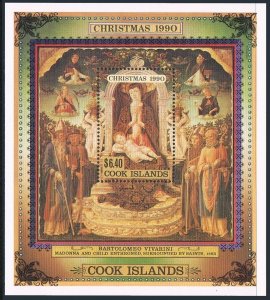 Cook Isl 1046 sheet,MNH. Christmas 1990.Madonna & Child Enthroned,by Vivarini.