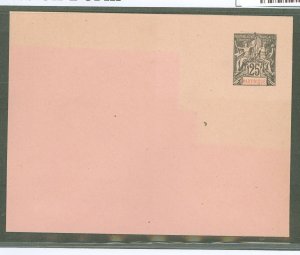 Martinique  1892 25c black on pink, faded area, two mounting marks reverse, flap not stuck