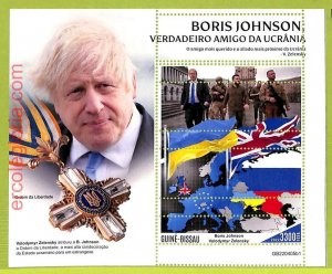 B0365 - GUINE-BISSAU-ERROR MISPERF Stamp Sheet - 2022 - Politics, BORIS JOHNSON-