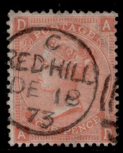 GB QV SG94, 4d vermilion plate 13, FINE USED. Cat £75. CDS AD
