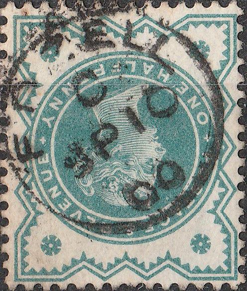 GB - QV - SG213 1/2d dull green used EDZELL / C (Scotland) thimble date stamp